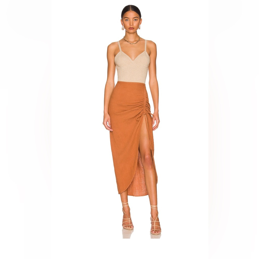 Natural Cerine Ruched Skirt in Glazed Ginger